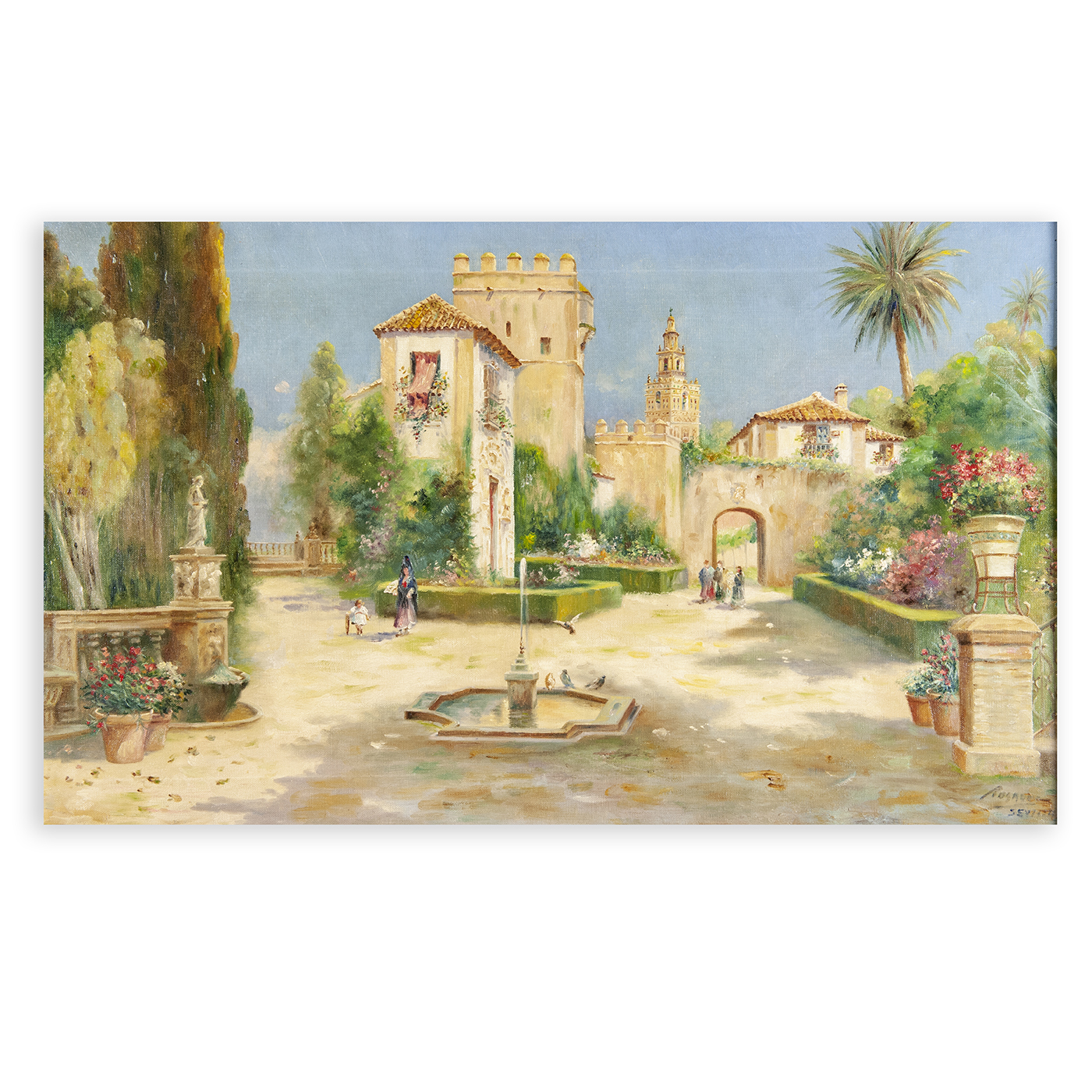 Carlota Rosales Martínez de Pedrosa. Óleo sobre lienzo. "La Giralda desde el Alcázar en Sevilla". Carlota Rosales Martínez de Pedrosa. Óleo sobre lienzo. "La Giralda desde el Alcázar en Sevilla".