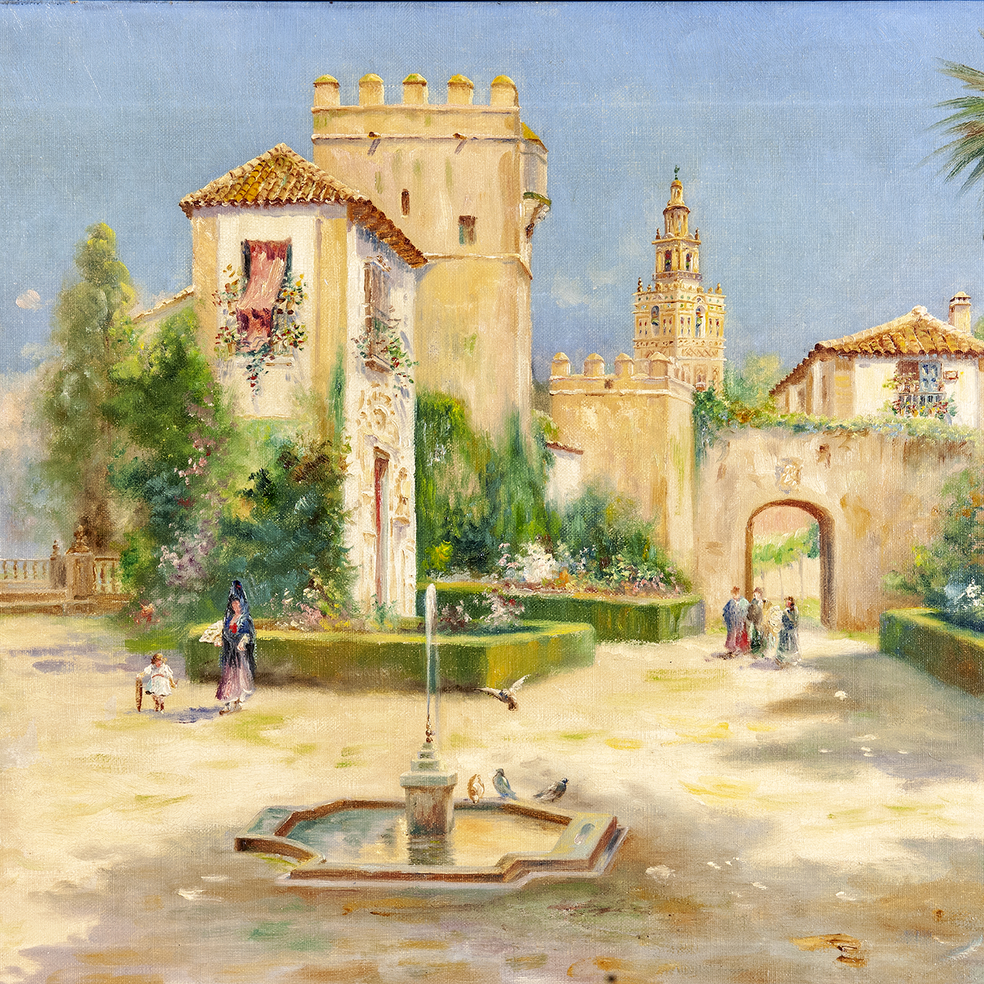 Carlota Rosales Martínez de Pedrosa. Óleo sobre lienzo. "La Giralda desde el Alcázar en Sevilla". Carlota Rosales Martínez de Pedrosa. Óleo sobre lienzo. "La Giralda desde el Alcázar en Sevilla".