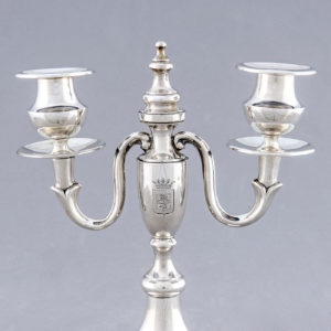 DURAN. Pareja de candelabros de dos luces. España, 20th.