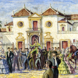 ESCUELA ESPAÑOLA SIGLO XX. Óleo sobre tabla. "Triunfo en la Maestranza"
