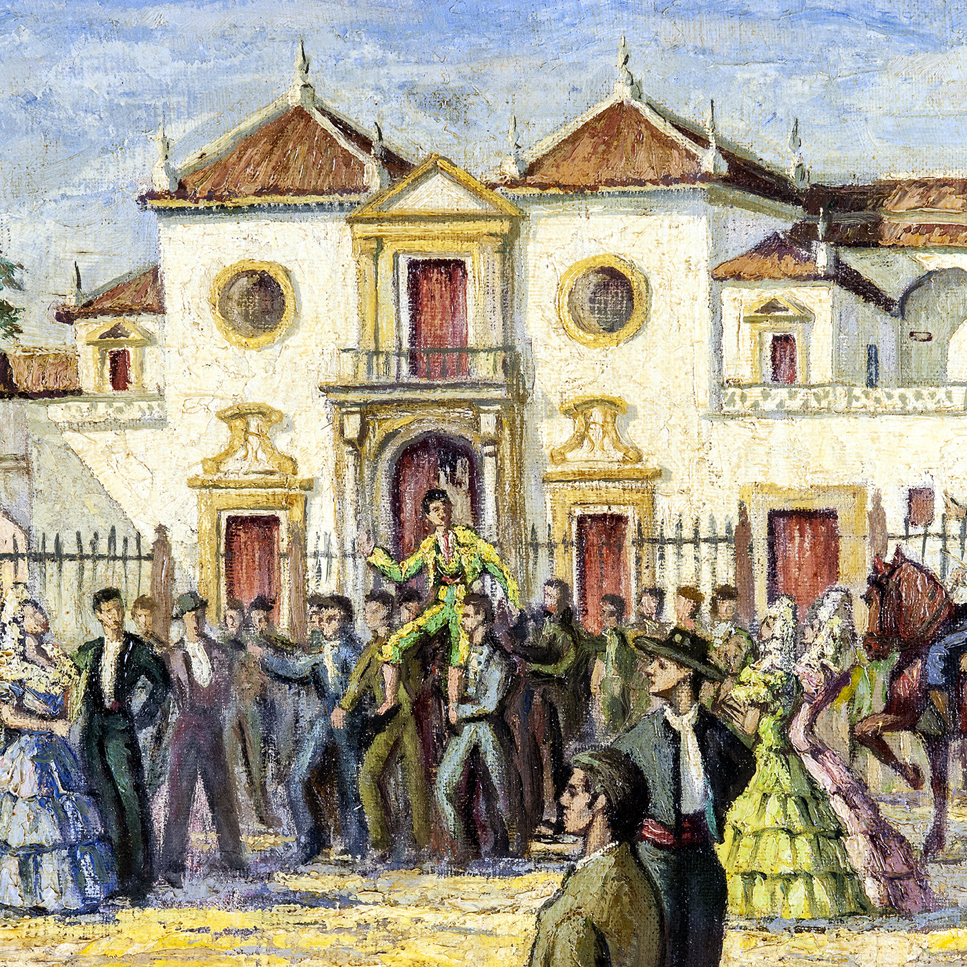 ESCUELA ESPAÑOLA SIGLO XX. Óleo sobre tabla. "Triunfo en la Maestranza" ESCUELA ESPAÑOLA SIGLO XX. Óleo sobre tabla. "Triunfo en la Maestranza"