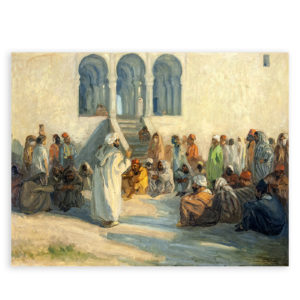 GONZALO BILBAO MARTÍNEZ. Óleo sobre lienzo. "Escena en poblado árabe".
