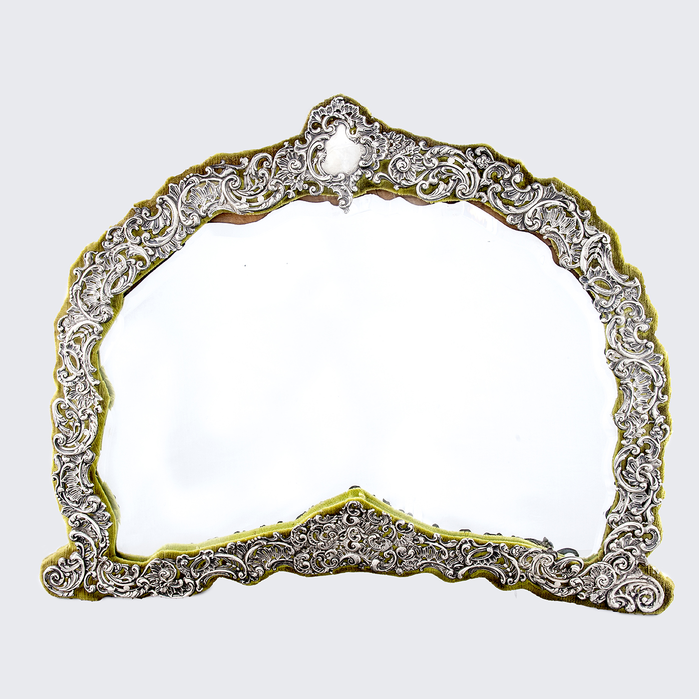 H / M. English Table Mirror, with embossed Silver frame. Birmingham, 1904.