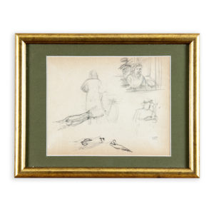 Jacques Hirtz (París, 1905-1988). Lote de tres Dibujos a Lápiz. Paisaje de Playa, Marina y Puerto Costero.