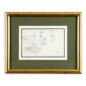 Jacques Hirtz (París, 1905-1988). Lote de tres Dibujos a Lápiz. Paisaje de Playa, Marina y Puerto Costero.