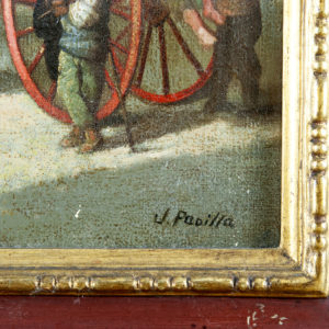 JOSÉ PADILLA. Óleo sobre lienzo. ""Damas en calesa"