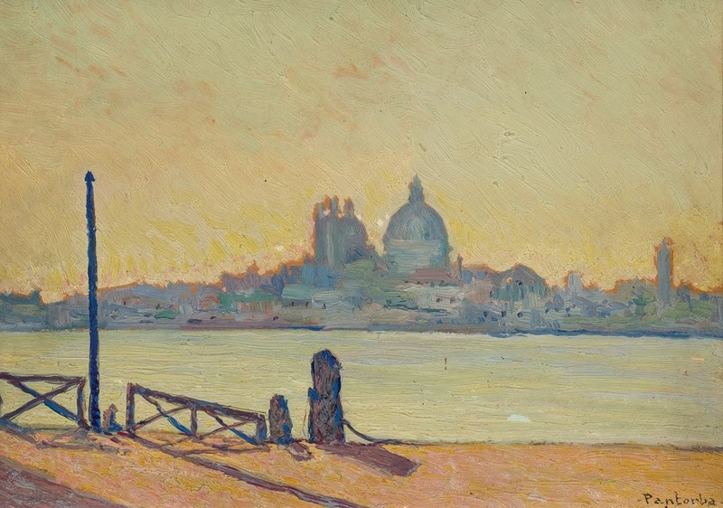 BERNARDINO DE PANTORBA. Óleo sobre tabla. "Venecia"