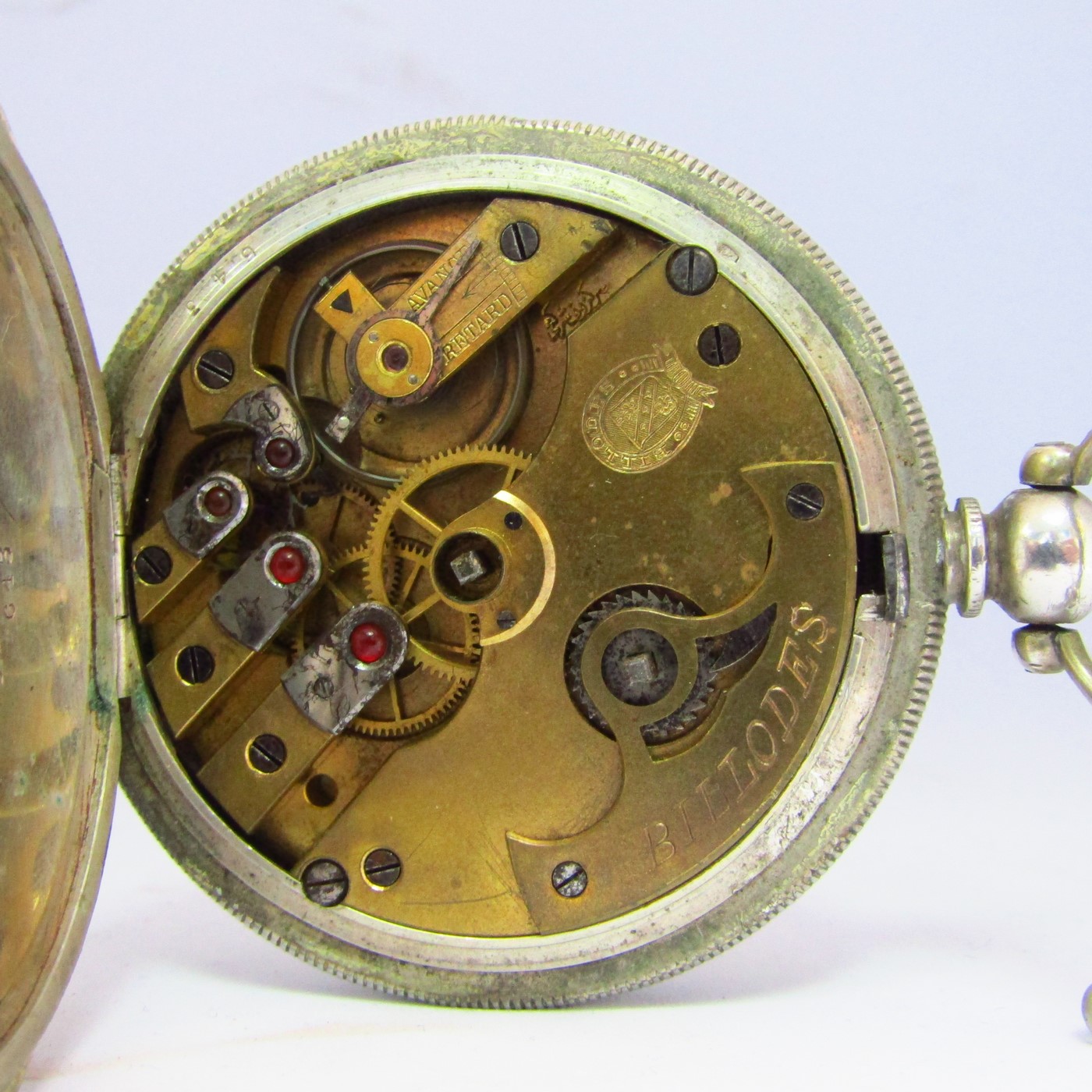 BILLODES. Reloj suizo de Bolsillo, saboneta. Plata de Ley. Siglo XIX. BILLODES. Reloj suizo de Bolsillo, saboneta. Plata de Ley. Siglo XIX.