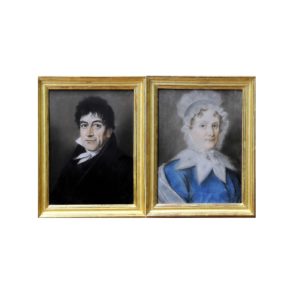 ESCUELA INGLESA SIGLO XVIII. Pastel sobre cartoncillo. ""Pareja de retratos"