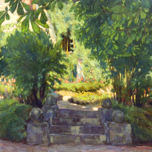 GONZALO BILBAO MARTÍNEZ. Óleo sobre Cartón. "Jardín"