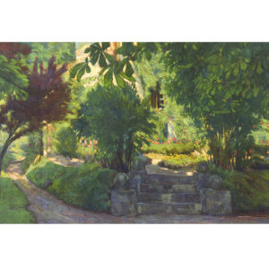 GONZALO BILBAO MARTÍNEZ. Óleo sobre Cartón. "Jardín"