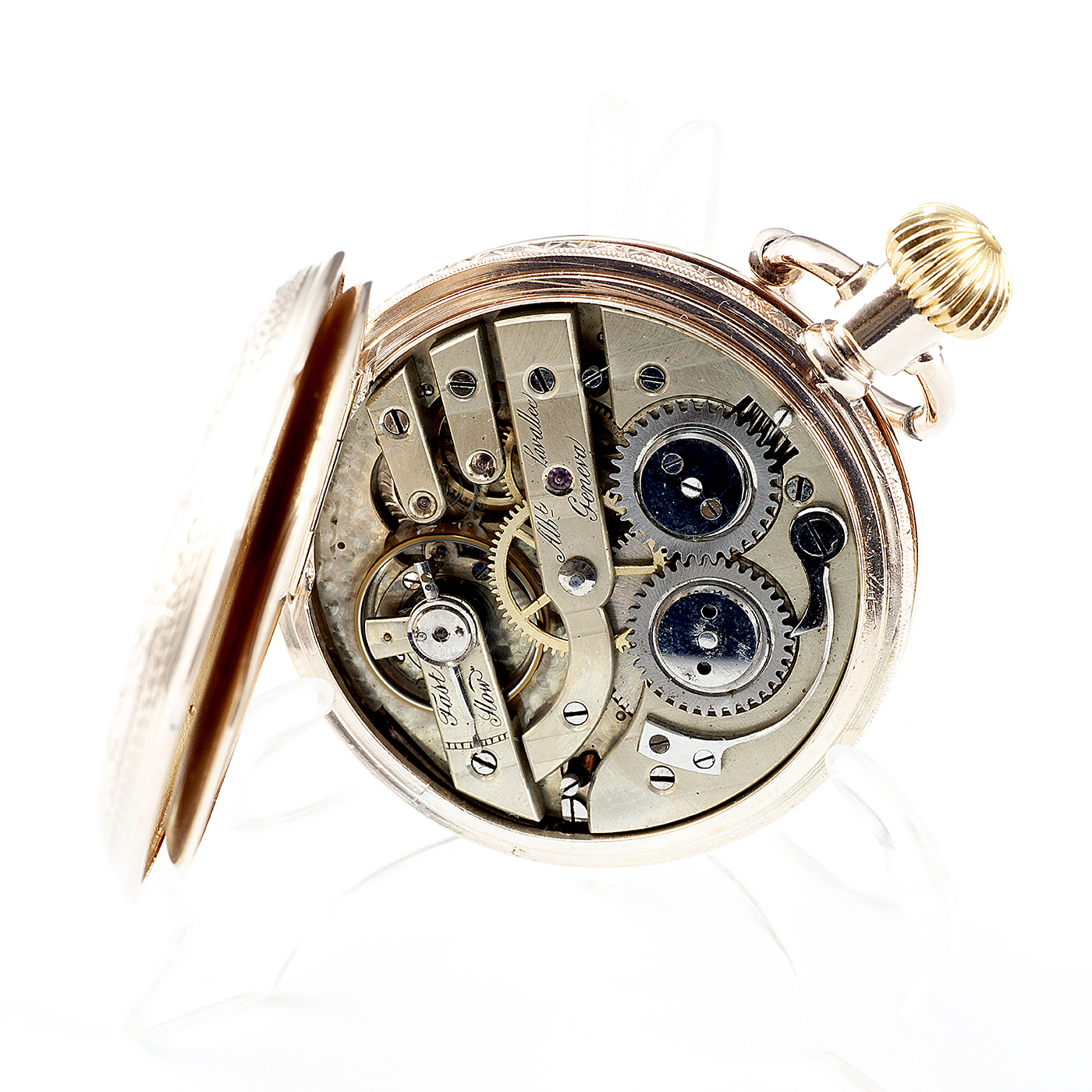 ALBERT LAVALLEE (GENEVA). Reloj de Bolsillo, saboneta y remontoir. Oro 22-24k. Ca. 1860.