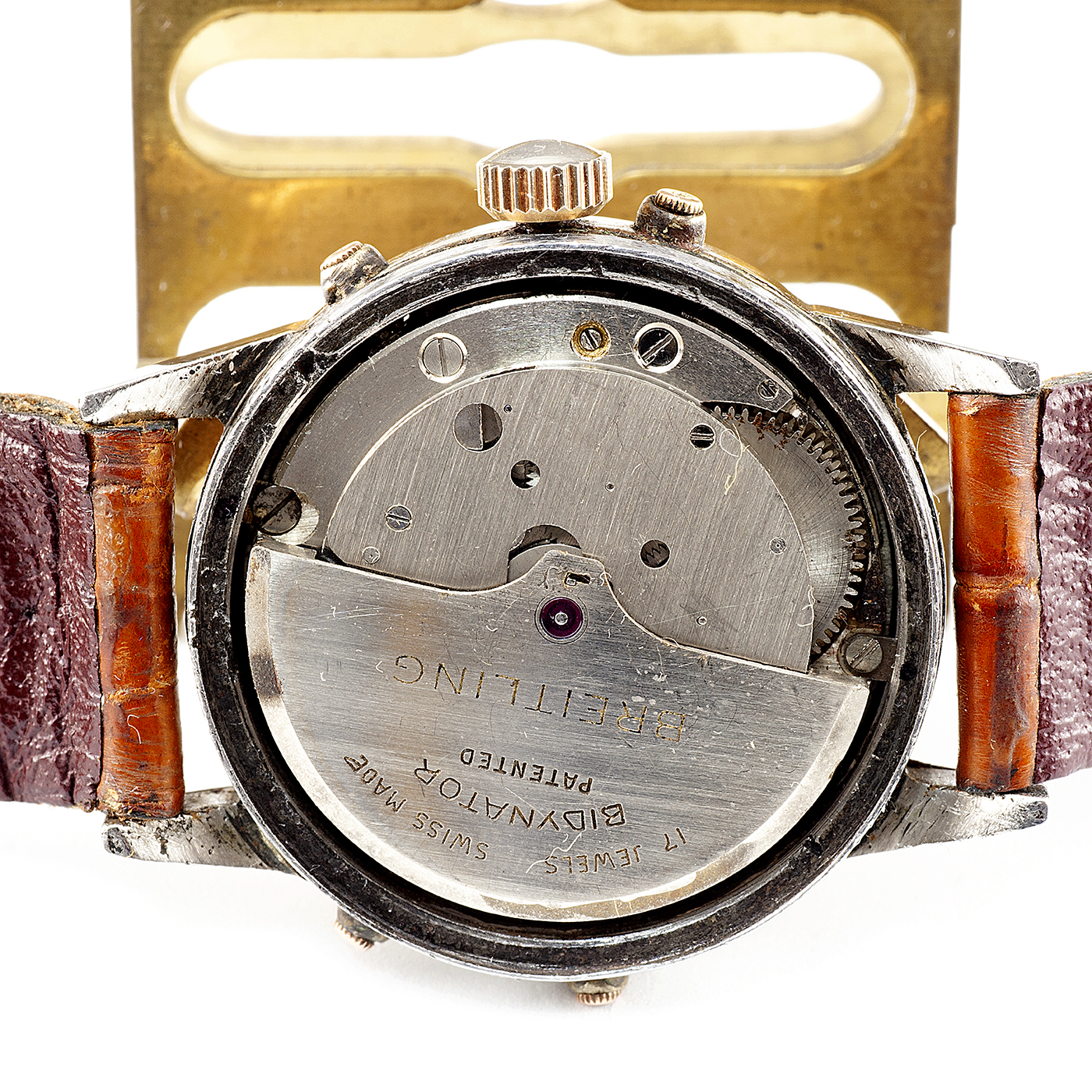 BREITLING. Reloj Automático de pulsera, calendario y multifunción. Acerp y GoldFilled. Suiza, ca. 1960. BREITLING. Reloj Automático de pulsera, calendario y multifunción. Acerp y GoldFilled. Suiza, ca. 1960.