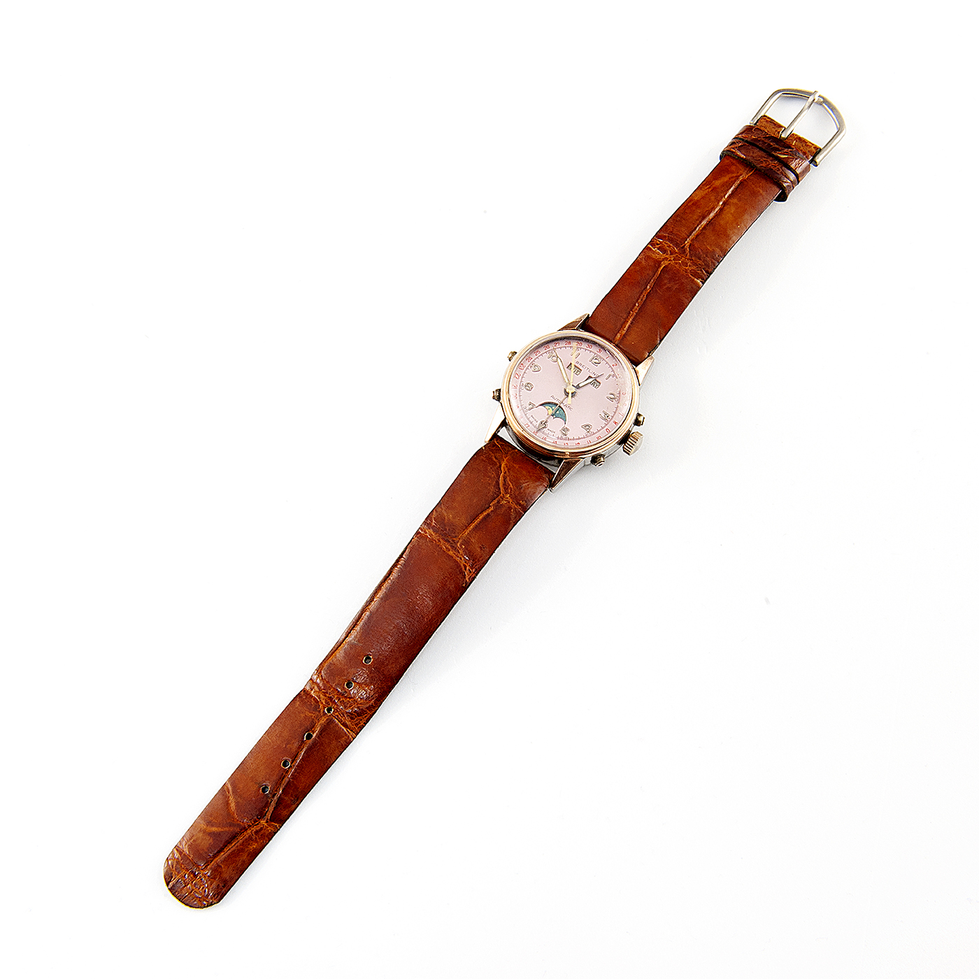BREITLING. Reloj Automático de pulsera, calendario y multifunción. Acerp y GoldFilled. Suiza, ca. 1960. BREITLING. Reloj Automático de pulsera, calendario y multifunción. Acerp y GoldFilled. Suiza, ca. 1960.