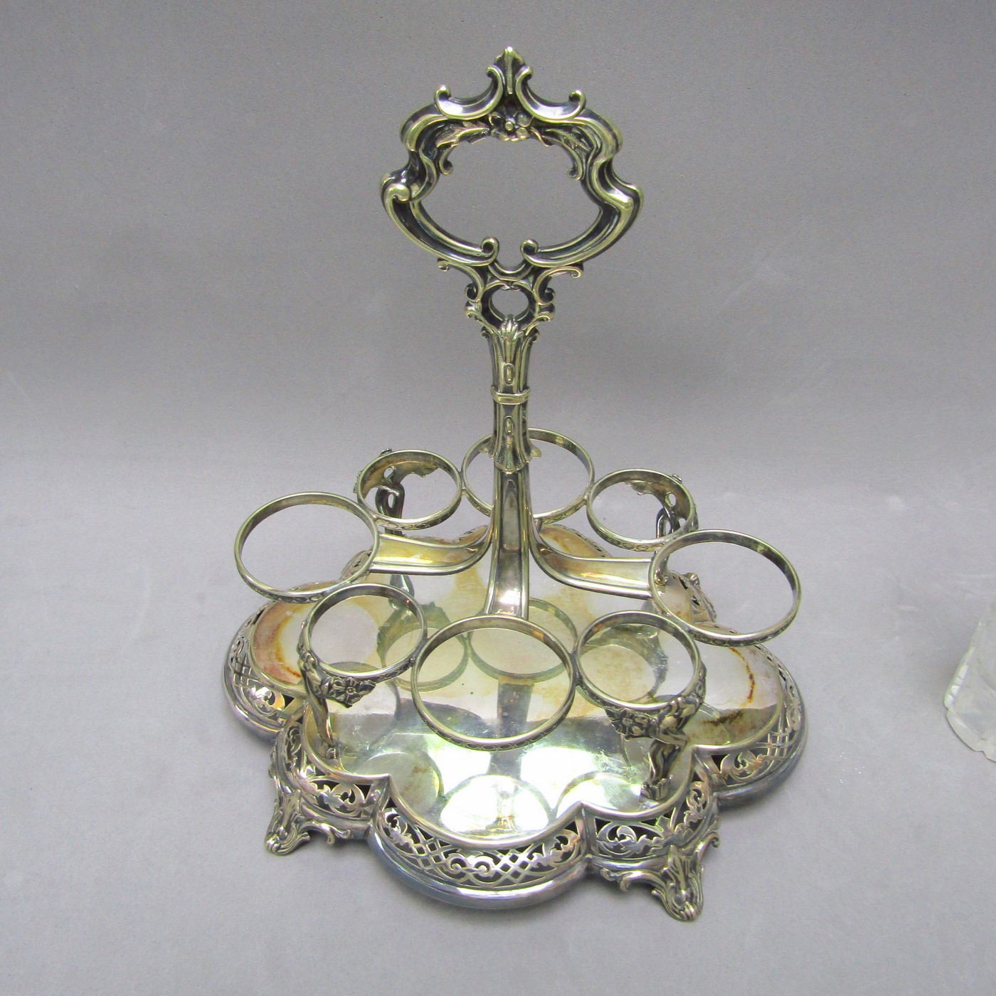 Convoy de Vinagreras, Salero y Especieros en Plata y Cristal, Inglaterra, siglo XIX. Convoy de Vinagreras, Salero y Especieros en Plata y Cristal, Inglaterra, siglo XIX.