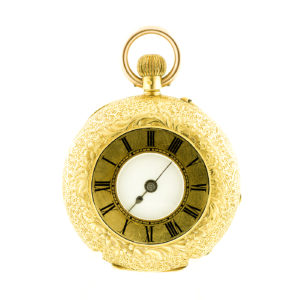 H.W. Reloj de Bolsillo-Colgar, Media Saboneta y remontoir. Oro 18k. Suiza, ca. 1900