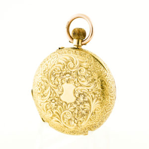 H.W. Reloj de Bolsillo-Colgar, Media Saboneta y remontoir. Oro 18k. Suiza, ca. 1900