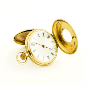 H.W. Reloj de Bolsillo-Colgar, Media Saboneta y remontoir. Oro 18k. Suiza, ca. 1900