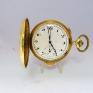 Reloj Cronógrafo de Bolsillo Repetición Horas y Cuartos - 1904. Oro 18k.