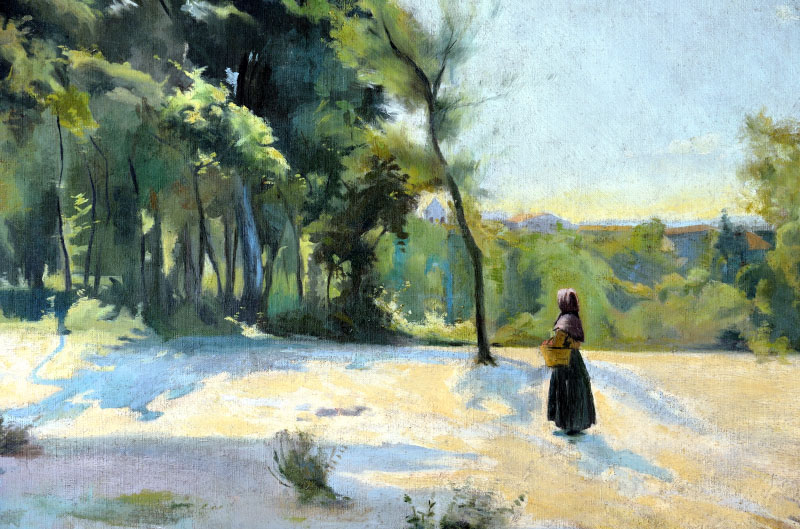 FRANCESC TORRESCASSSANA SALLARÉS. Óleo sobre lienzo: ""Paisaje con campesina" FRANCESC TORRESCASSSANA SALLARÉS. Óleo sobre lienzo: ""Paisaje con campesina"