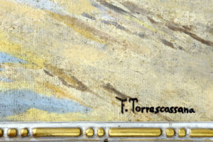 FRANCESC TORRESCASSSANA SALLARÉS. Óleo sobre lienzo: ""Paisaje con campesina"