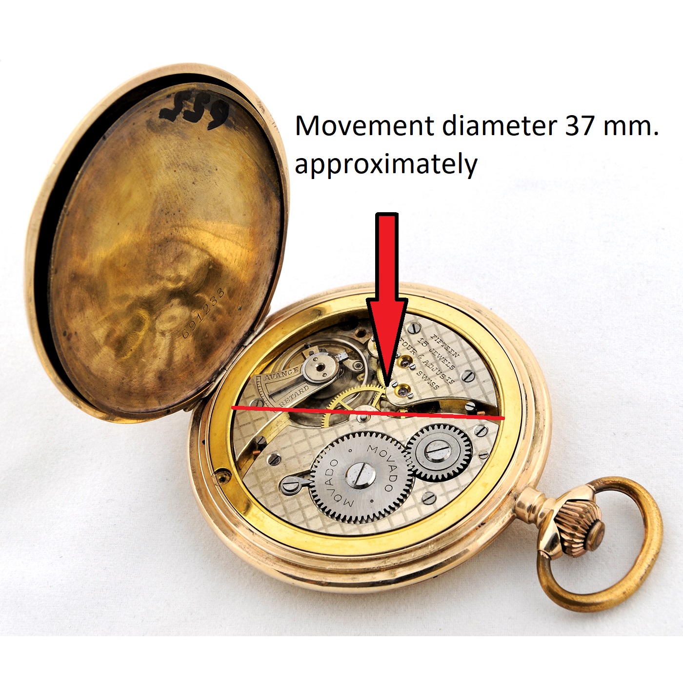 Movado. Reloj de Bolsillo, saboneta y remontoir. Ca. 1910 Oro 18k. Movado. Reloj de Bolsillo, saboneta y remontoir. Ca. 1910 Oro 18k.