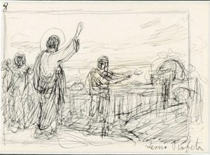 DIONIS BAIXERAS VERDAGUER. (1862-1943). Conjunto de 6 dibujos a plumilla. "Escenas vida Jesús"