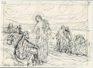 DIONIS BAIXERAS VERDAGUER. (1862-1943). Conjunto de 6 dibujos a plumilla. "Escenas vida Jesús"