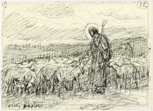 DIONIS BAIXERAS VERDAGUER. (1862-1943). Conjunto de 6 dibujos a plumilla. "Escenas vida Jesús"
