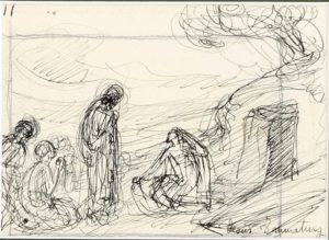DIONIS BAIXERAS VERDAGUER. (1862-1943). Conjunto de 6 dibujos a plumilla. "Escenas vida Jesús"