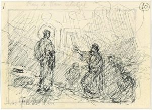 DIONIS BAIXERAS VERDAGUER. (1862-1943). Conjunto de 6 dibujos a plumilla. "Escenas vida Jesús"