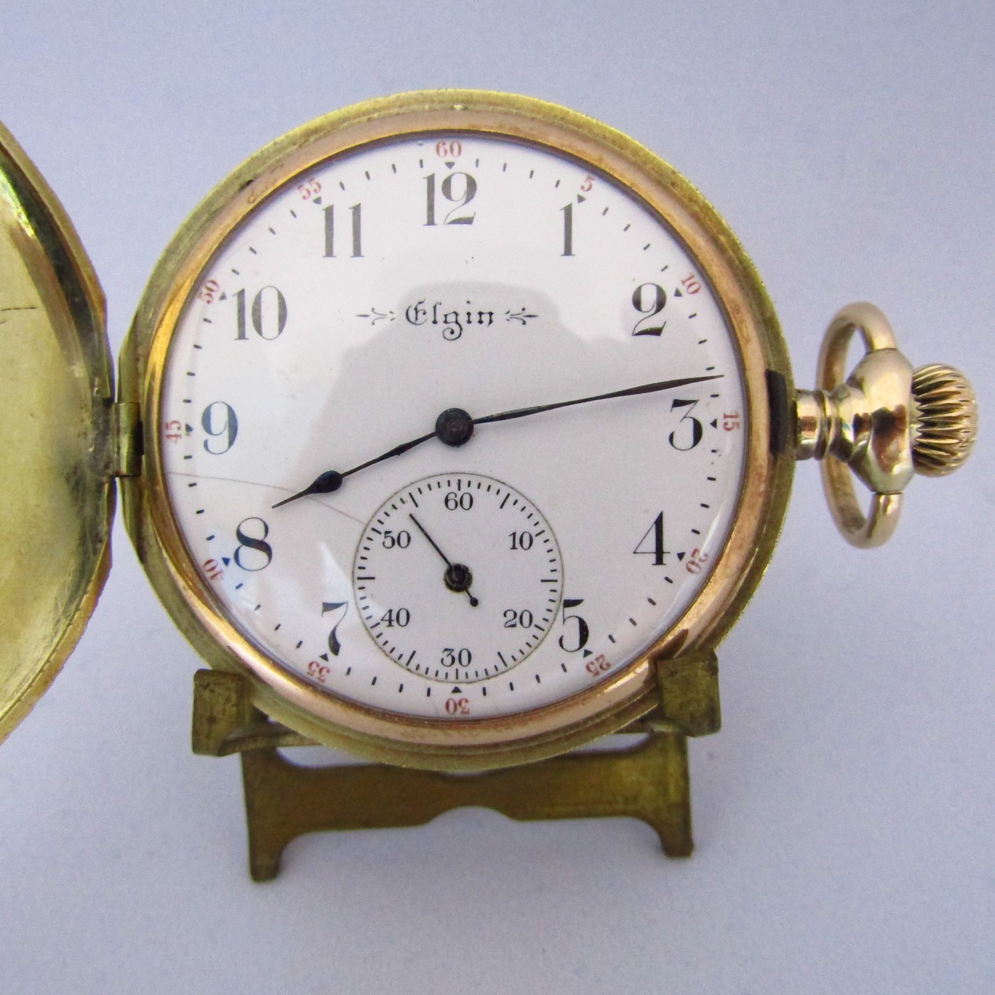 ELGIN NATIONAL WATCH. Reloj de bolsillo saboneta y remontoir. Oro 14k. USA, 1904.