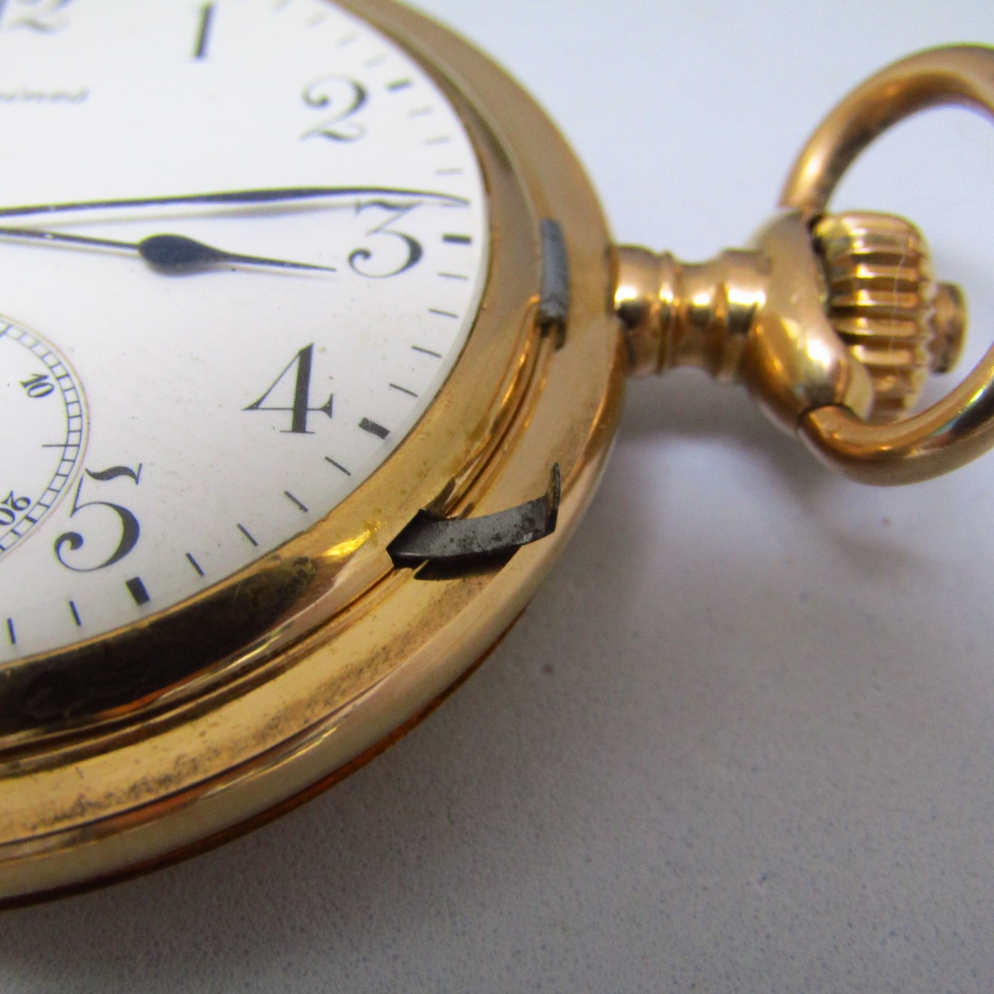 LONGINES. Reloj de bolsillo, saboneta y remontoir. Oro 18k. Suiza, ca. 1904.