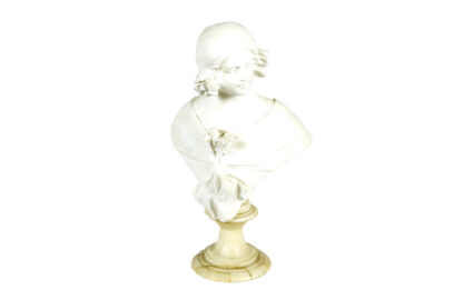 Sculpture de Buste de dame en marbre. 19ème siècle.