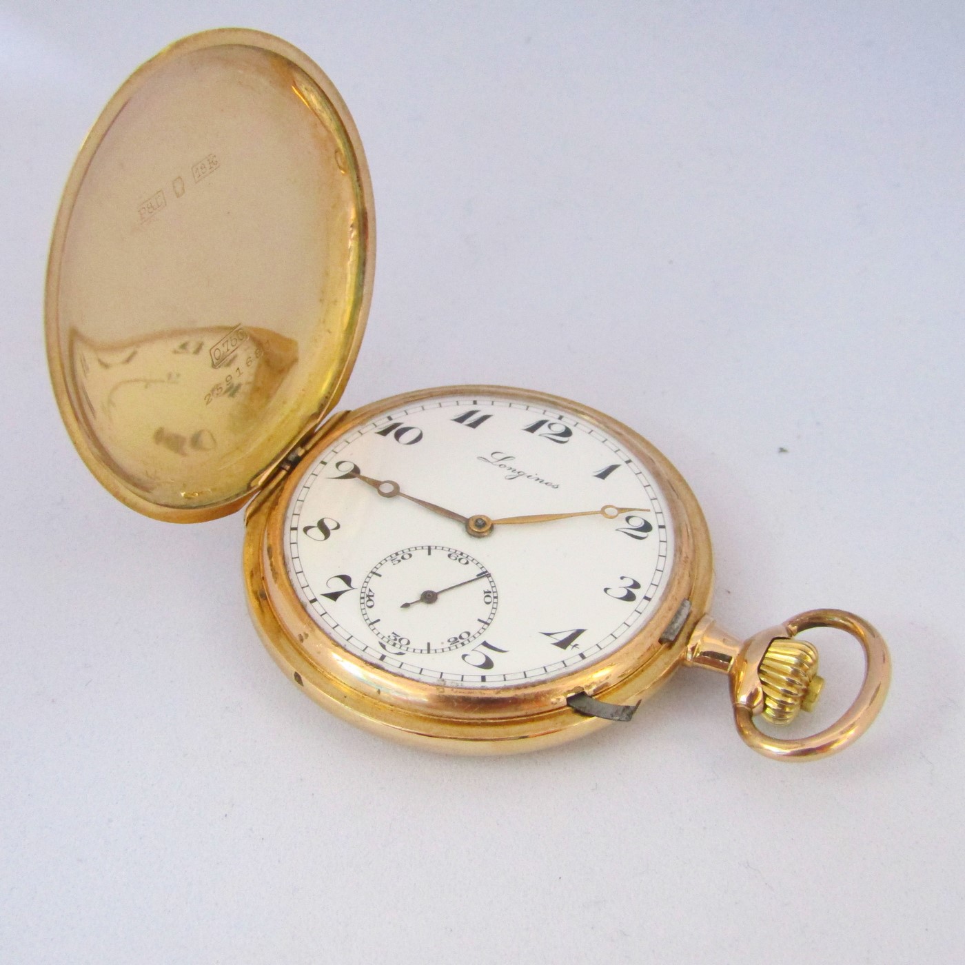 LONGINES. Reloj de bolsillo, saboneta y remontoir. Oro 18k. Suiza, año 1911. LONGINES. Reloj de bolsillo, saboneta y remontoir. Oro 18k. Suiza, año 1911.