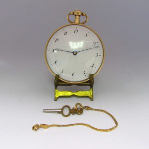 Reloj francés de Bolsillo para caballero, lepine, repetición horas y cuartos. Oro 18k. Ca. 1800.