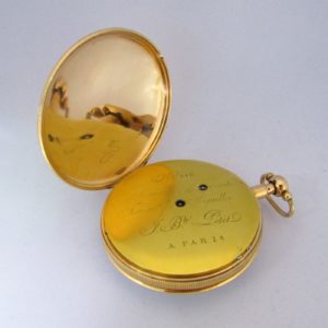 Reloj francés de Bolsillo para caballero, lepine, repetición horas y cuartos. Oro 18k. Ca. 1800.