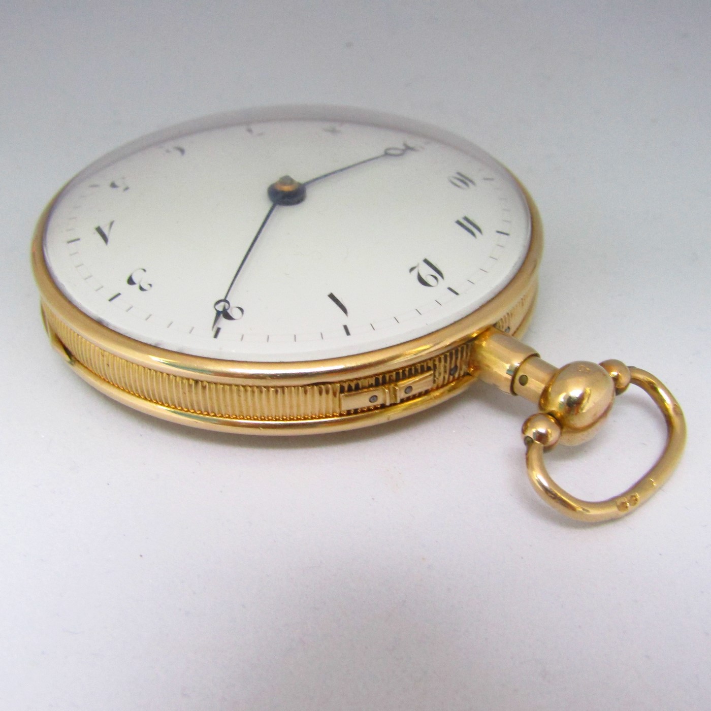 Reloj francés de Bolsillo para caballero, lepine, repetición horas y cuartos. Oro 18k. Ca. 1800.