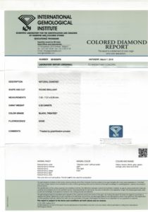 Solitario de oro blanco con Diamante natural talla brillante de color negro. 2,32 ct. Certificado