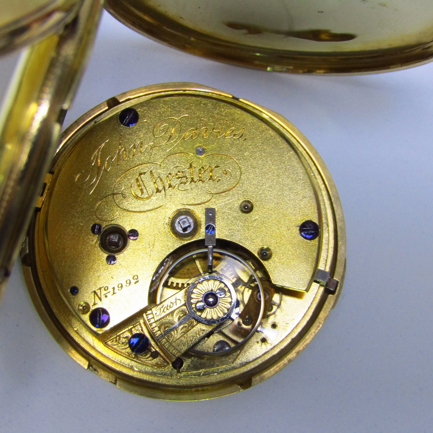 JOHN DAVIES. Reloj de Bolsillo, saboneta, Oro 18k, Chester, ca. 1840. JOHN DAVIES. Reloj de Bolsillo, saboneta, Oro 18k, Chester, ca. 1840.