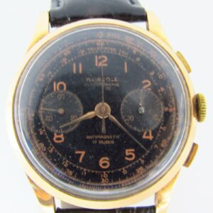 AUREOLE CHRONOGRAPHE SUISSE - Reloj Cronógrafo de pulsera. Calibre Landerón. Oro 18k. Ca. 1955