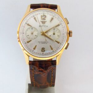 BUTEX. Reloj Cronógrafo de pulsera para caballero. Oro 18k.