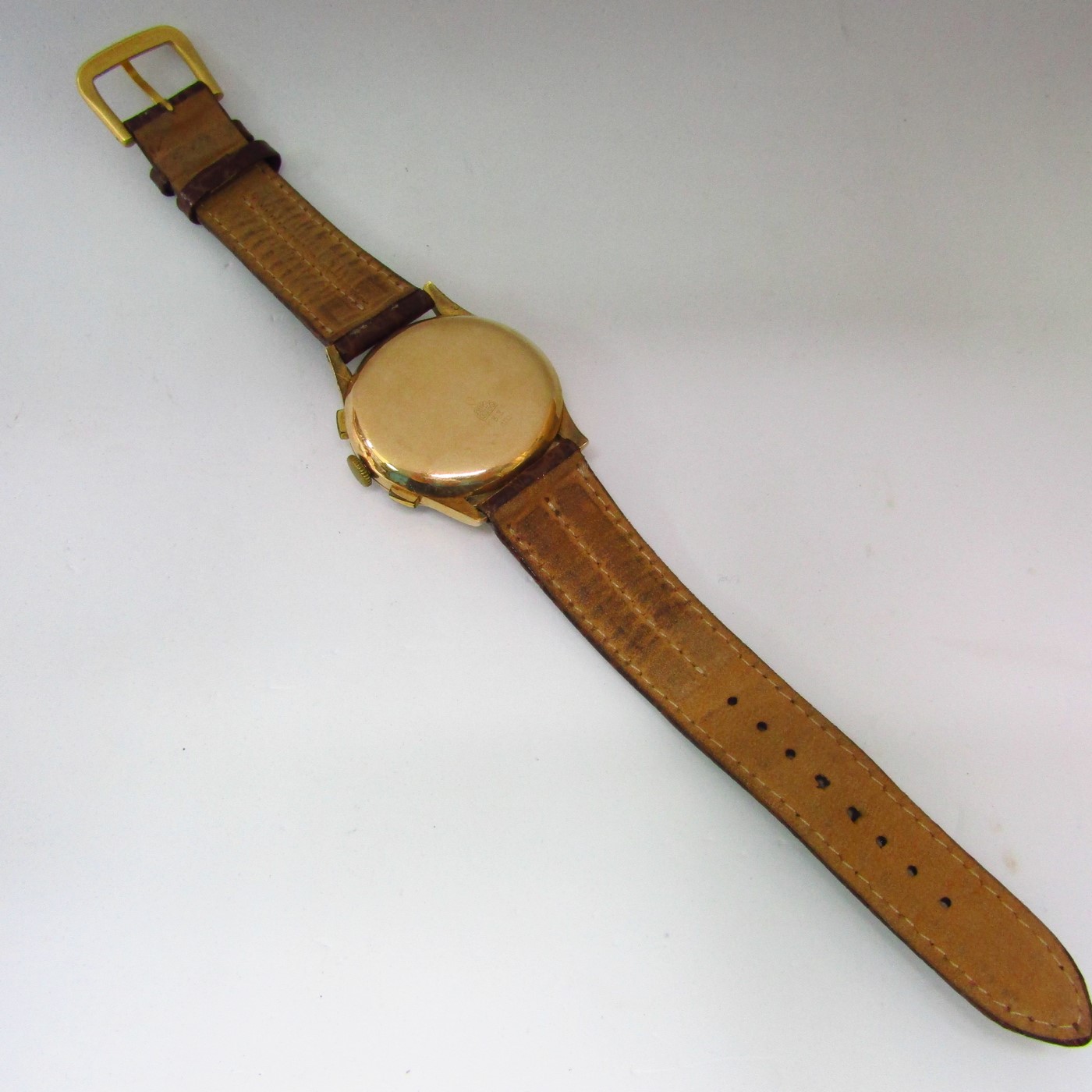 CHRONOGRAPHE SUISSE. Reloj Cronógrafo de pulsera. Oro 18k. Ca. 1950 CHRONOGRAPHE SUISSE. Reloj Cronógrafo de pulsera. Oro 18k. Ca. 1950