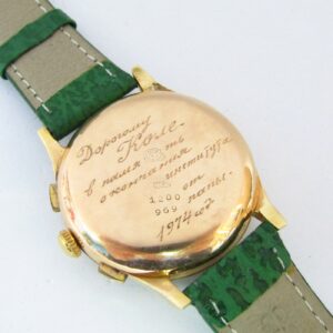 CHRONOGRAPHE SUISSE. Reloj Cronógrafo de pulsera para caballero. Oro 18k. Suiza, ca. 1950