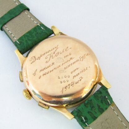 CHRONOGRAPHE SUISSE. Chronograph Armbanduhr für Männer. 18 Karat Gold. Schweiz, ca. 1950