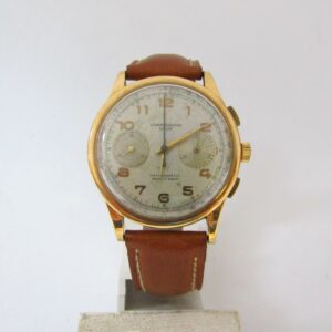 CHRONOGRAPHE SUISSE. Reloj Cronógrafo de pulsera para caballero. Oro 18k. Suiza, ca. 1950