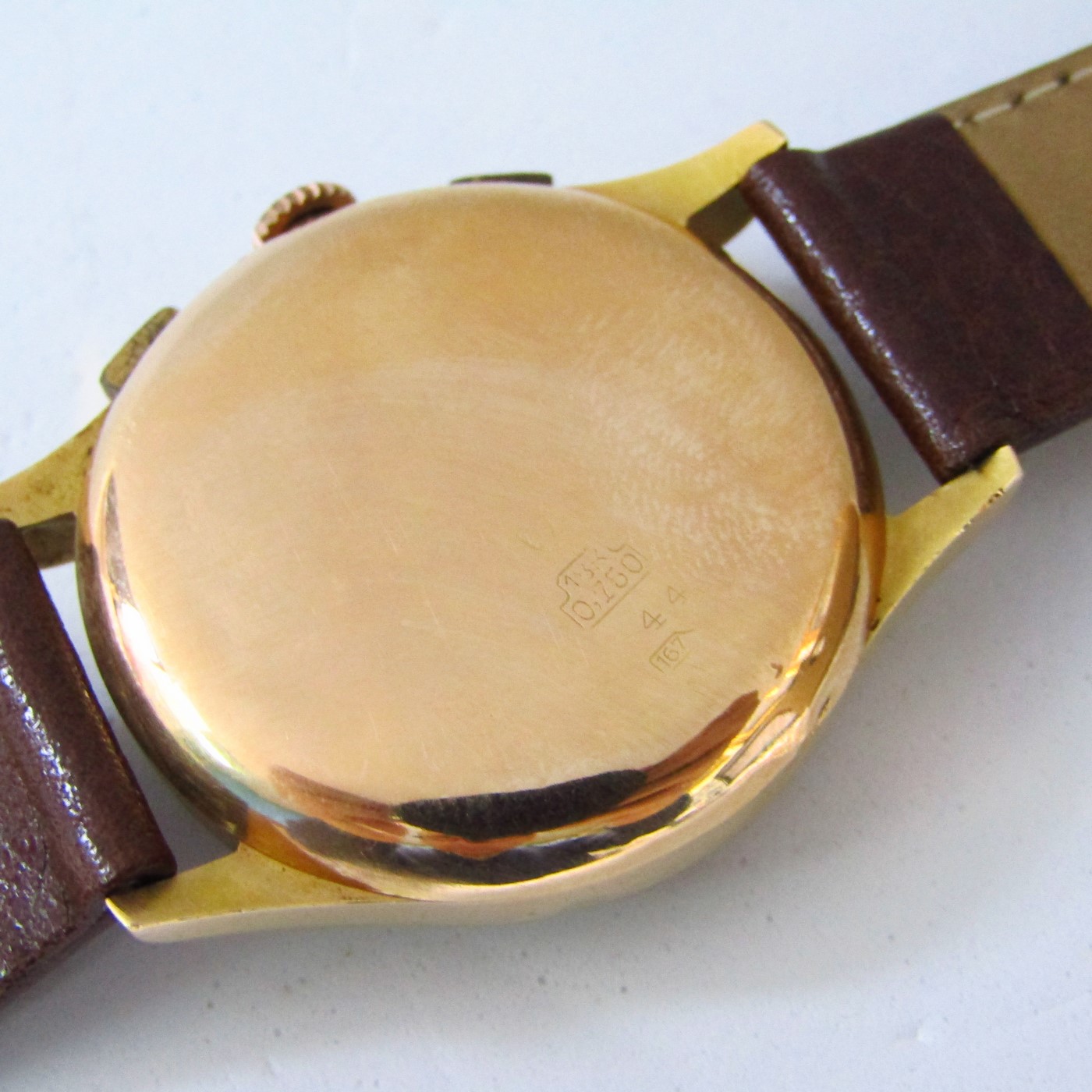 CHRONOGRAPHE SUISSE. Reloj Cronógrafo de pulsera para caballero. Oro 18k. Suiza, ca. 1950 CHRONOGRAPHE SUISSE. Reloj Cronógrafo de pulsera para caballero. Oro 18k. Suiza, ca. 1950