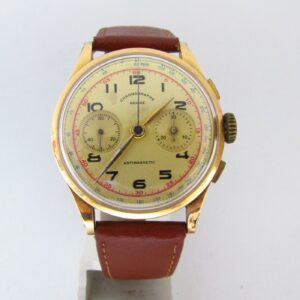 CRONOGRAPHE SUISSE. Reloj Cronógrafo de pulsera para caballero. Oro 18k. Suiza, Ca. 1950