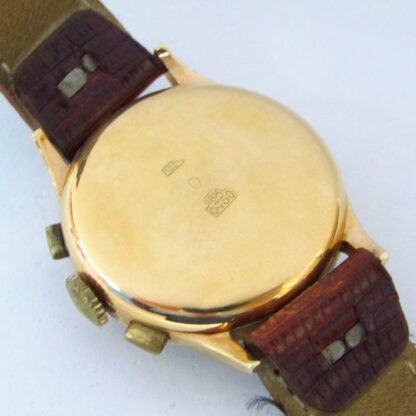 Monsegur. Reloj Cronógrafo de pulsera para caballero. Oro 18k. Ca. 1950