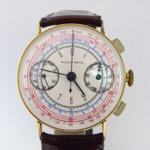NICOLET WATCH. Reloj Cronógrafo de pulsera. Ca. Oro 18k.